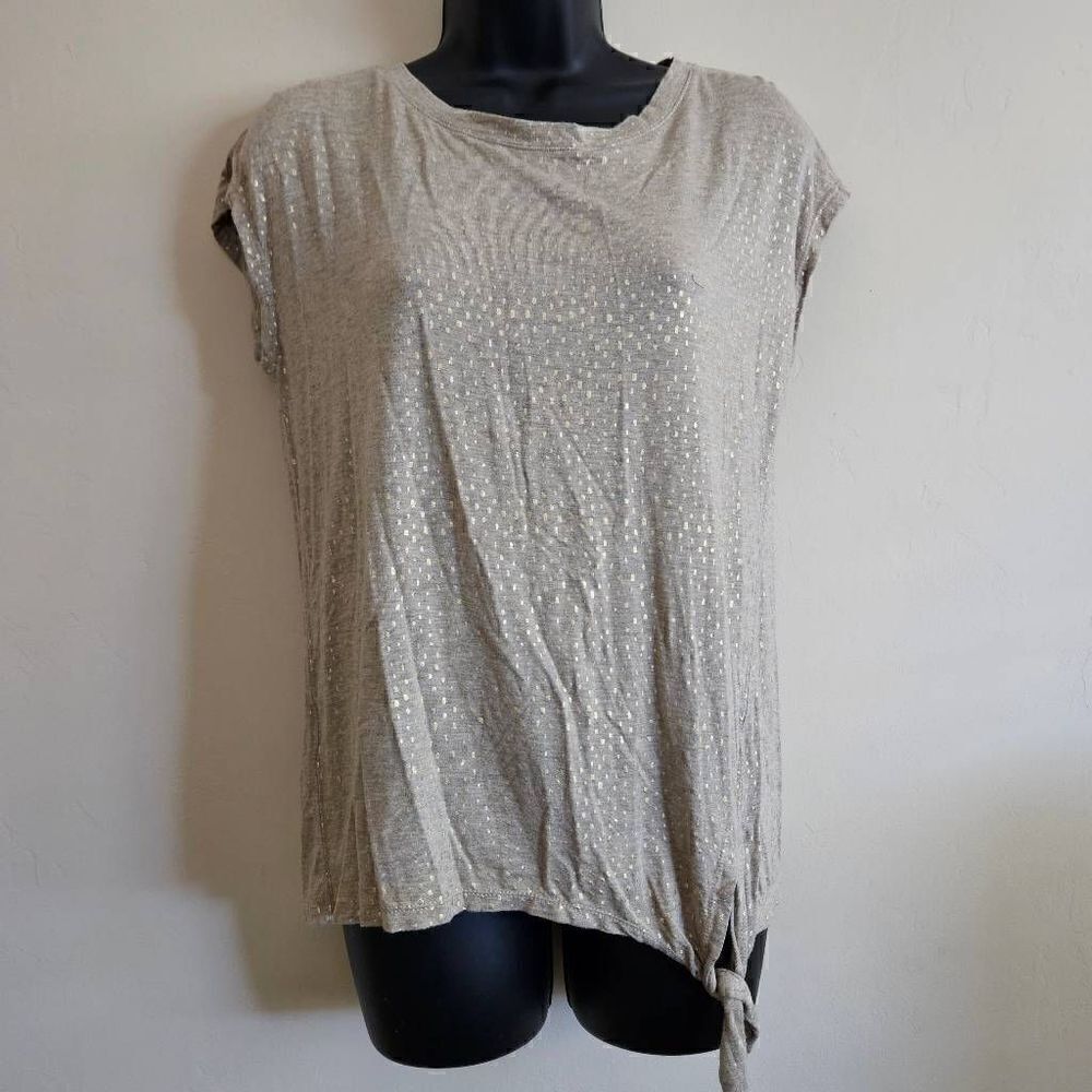 Jane & Delancey Gold Speckled Front Knot Blouse
